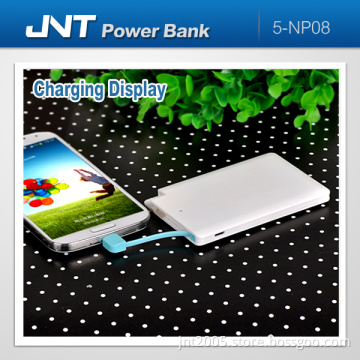 Ultra-Thin Name Card Design 2000mAh Built-in Cable Mobile Phone Power Supply